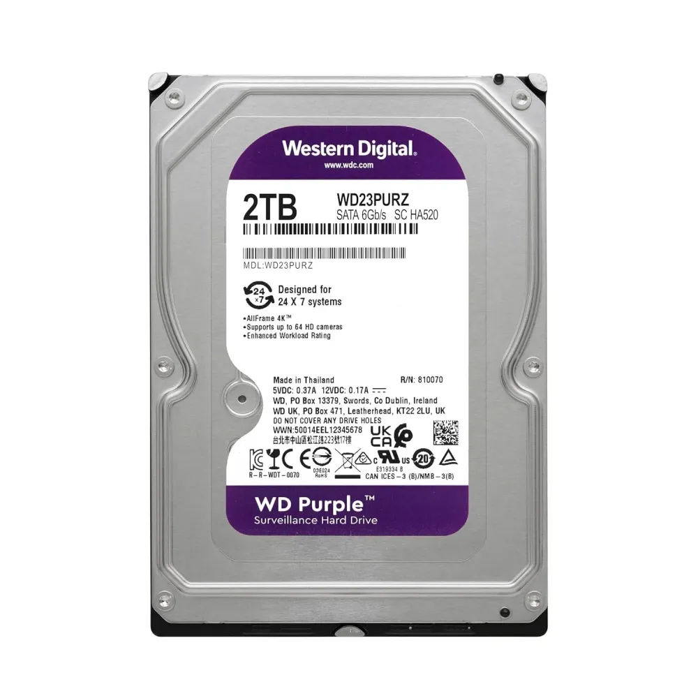 WD 2TB PURPLE SATA 3.5 Inch Surveillance CCTV Hard Disk